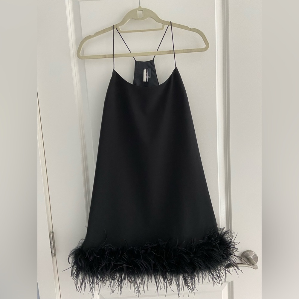 Topshop feathered hem dress